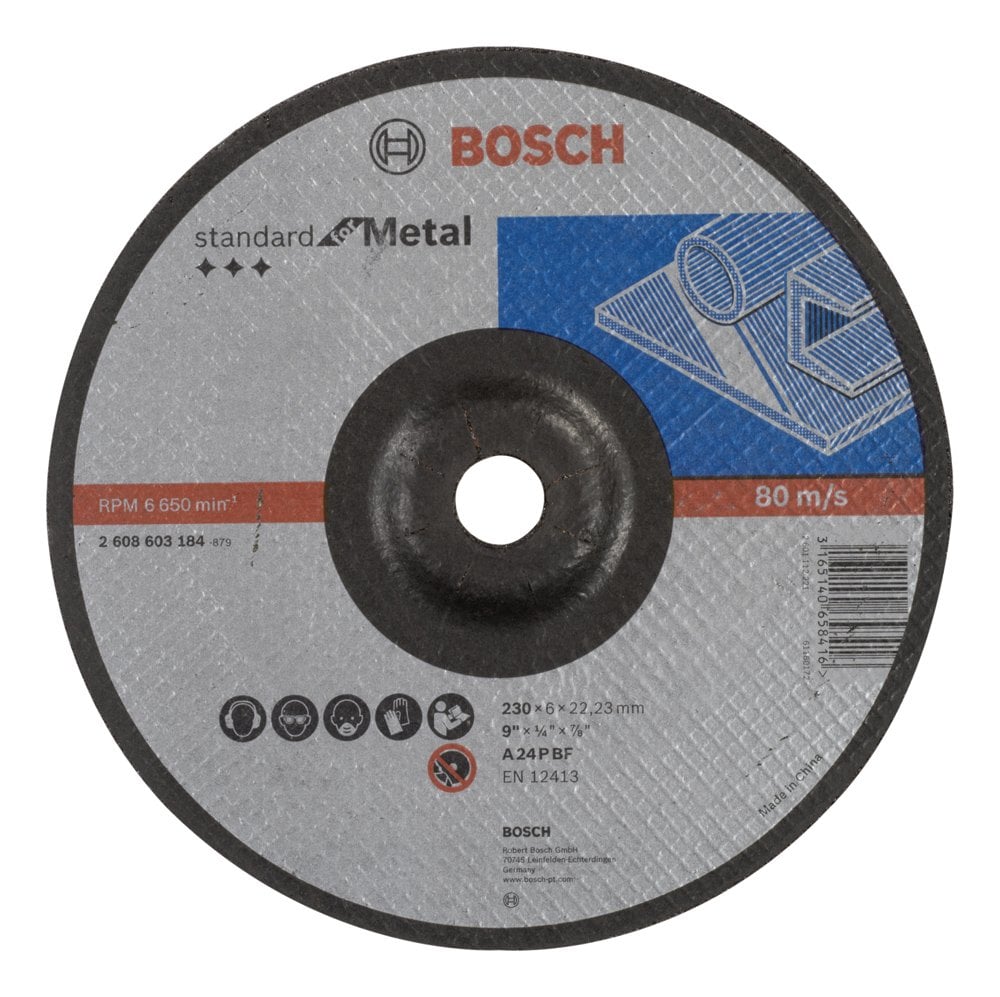 Bosch - 230 * 6.0 mm Standard Series Curved Metal Grinding Disc (Stone)