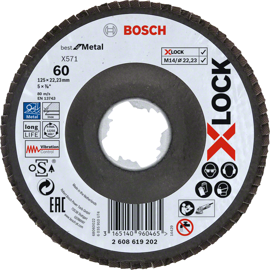 Bosch - X-LOCK - 125 mm 60 Kum Best Serisi Metal Flap Disk