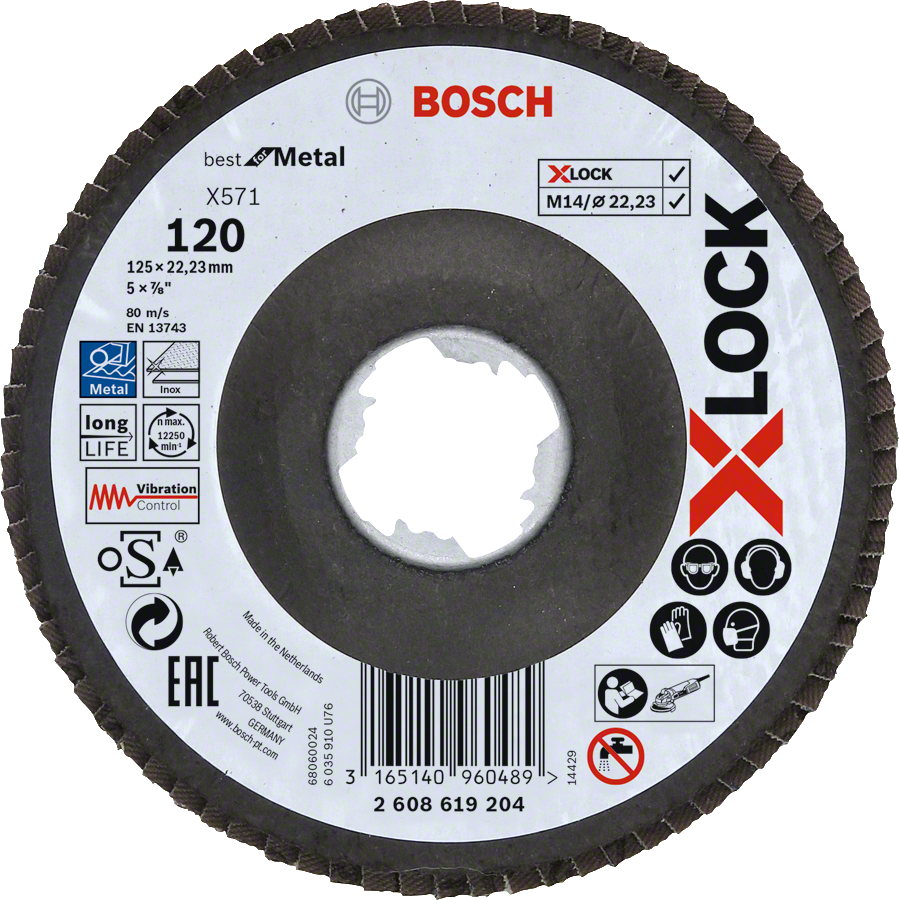 Bosch - X-LOCK - 125 mm 120 Kum Best Serisi Metal Flap Disk