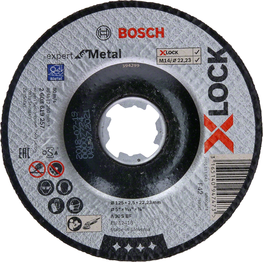 Bosch - X-LOCK - 125*2,5 mm Expert Serisi Bombeli Metal Kesme Diski (Taş)