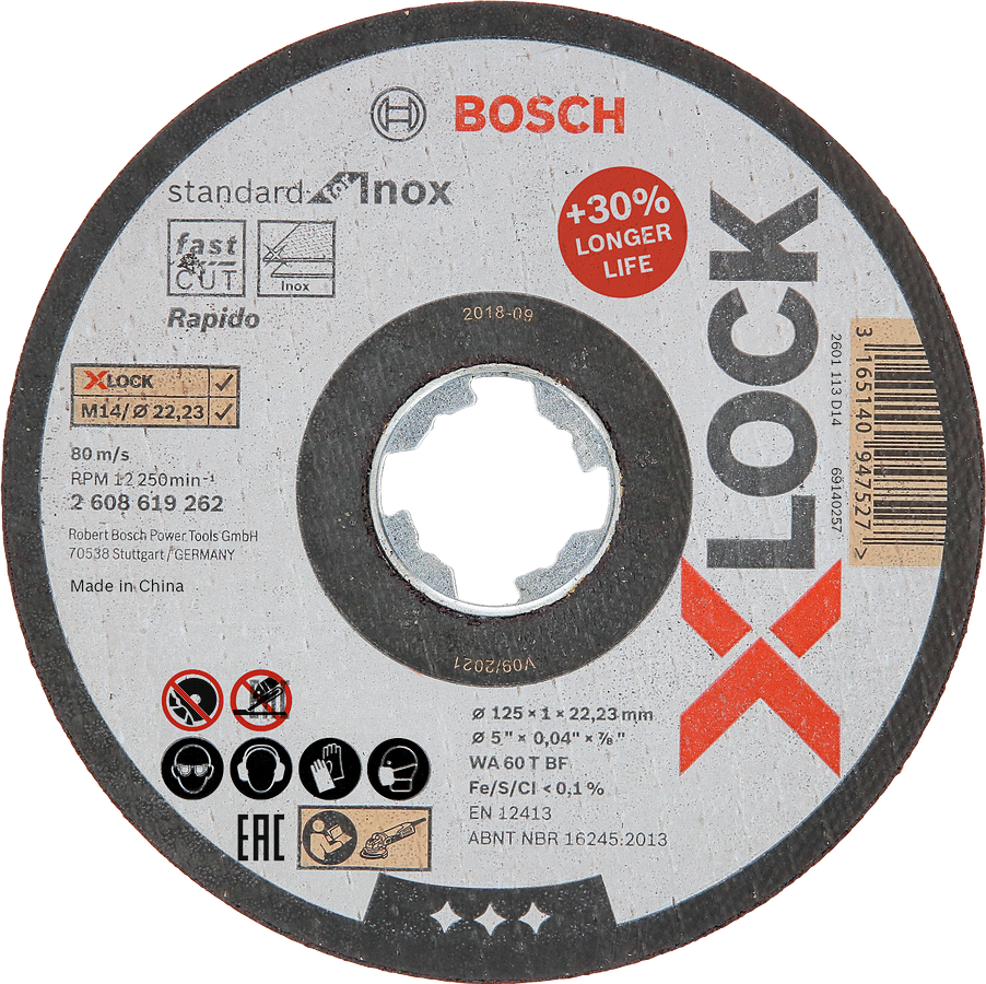 Bosch - X-LOCK - 125*1,0 mm Standard Seri Düz Inox (Paslanmaz Çelik) Kesme Diski (Taş) - Rapido