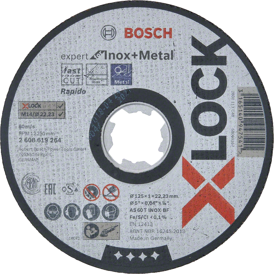 Bosch - X-LOCK - 125*1,0 mm Expert Serisi Düz Inox (Paslanmaz Çelik) Kesme Diski (Taş) - Rapido