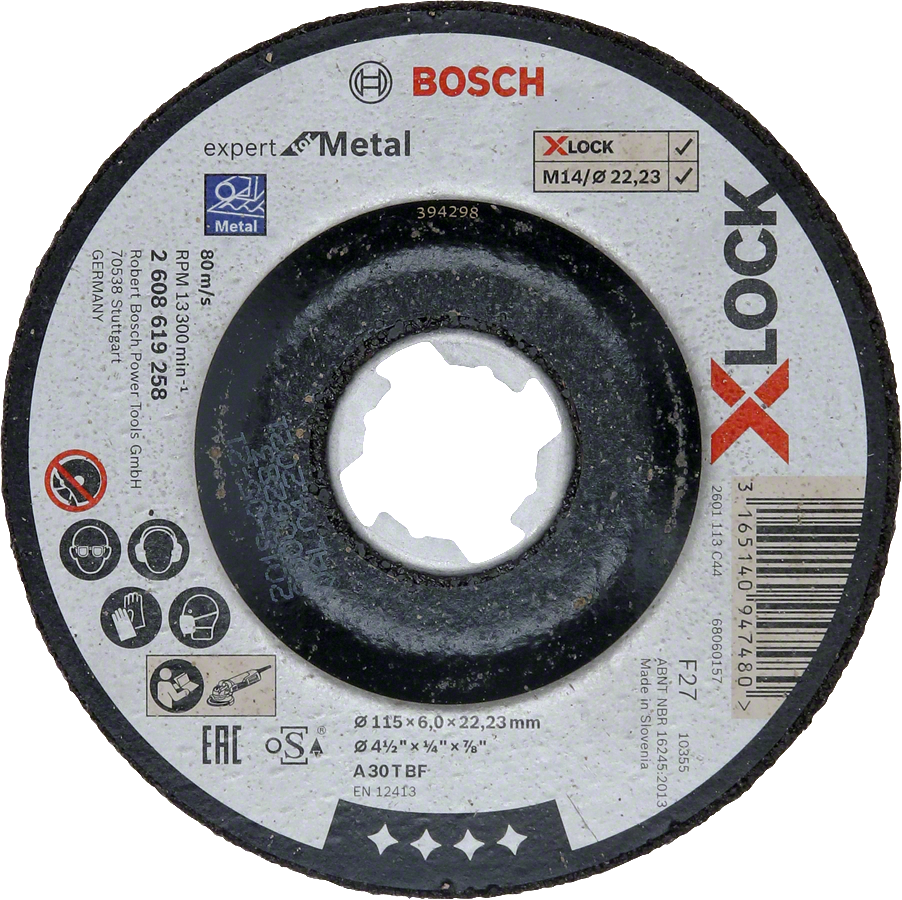 Bosch - X-LOCK - 115*6,0 mm Expert Serisi Bombeli Metal Taşlama Diski (Taş)