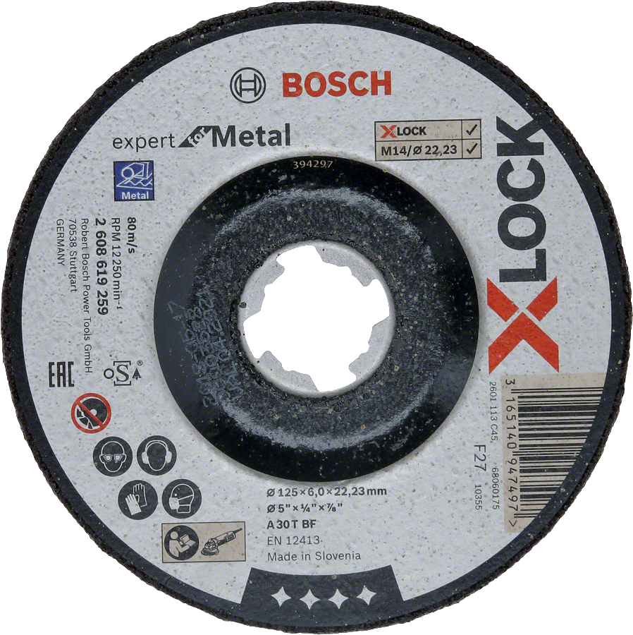 Bosch - X-LOCK - 125 * 6.0 mm Expert Series Curved Metal Grinding Disc (Stone)