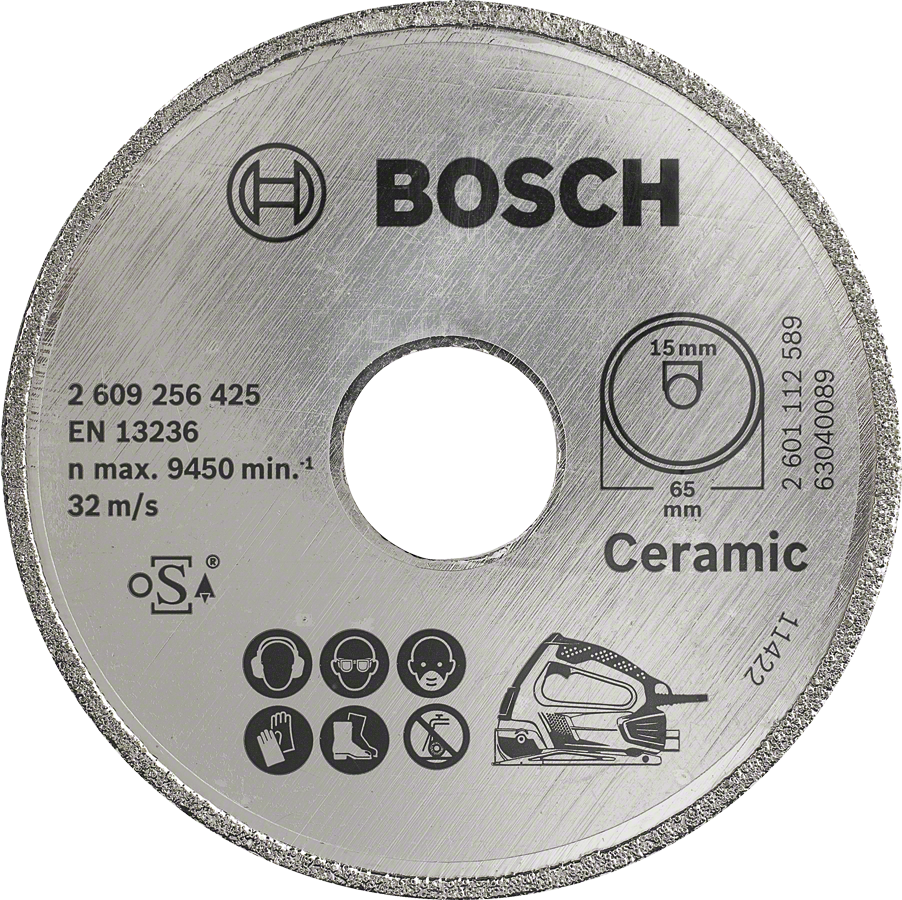 Bosch - Seramik İçin PKS 16 Multi Uyumlu Elmas Kesme Diski 65 x 15mm