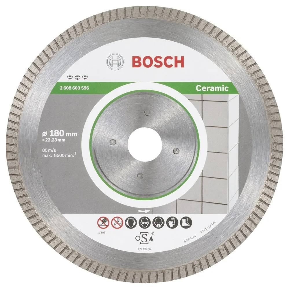Bosch - Best Serisi Seramik İçin, Extra Temiz Kesim Turbo Segman  Elmas Kesme Diski 180 mm