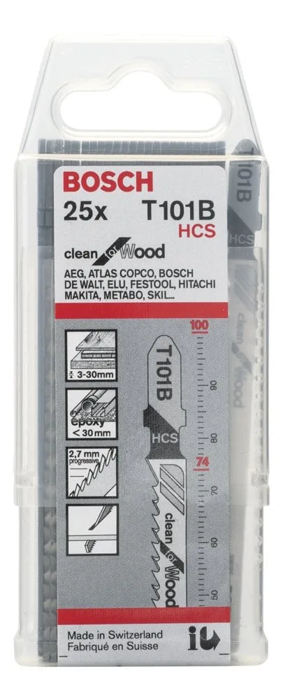 Bosch - Temiz Kesim Serisi Ahşap İçin T 101 B Dekupaj Testeresi Bıçağı - 25'Li Paket