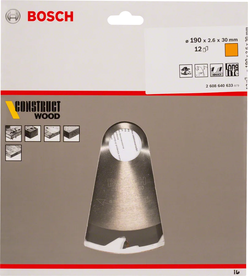 Bosch - Optiline Serisi İnşaat Ahşabı için Daire Testere Bıçağı 190*30 mm 12 Diş