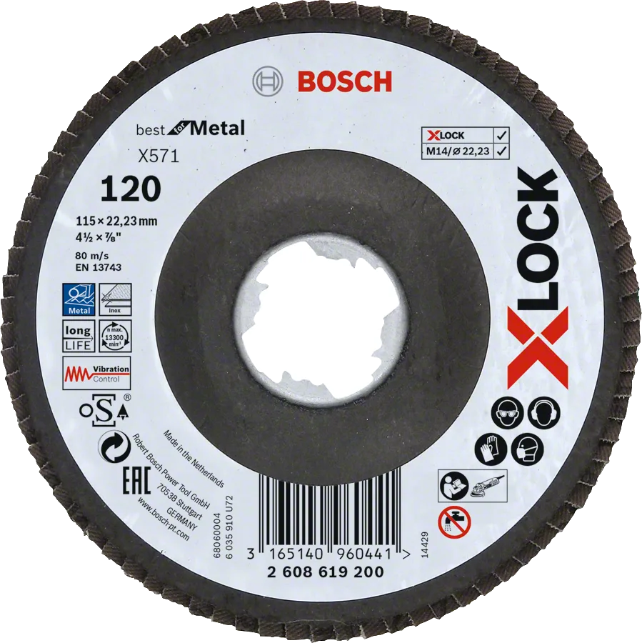 Bosch - X-LOCK - 115 mm 120 Kum Best Serisi Metal Flap Disk