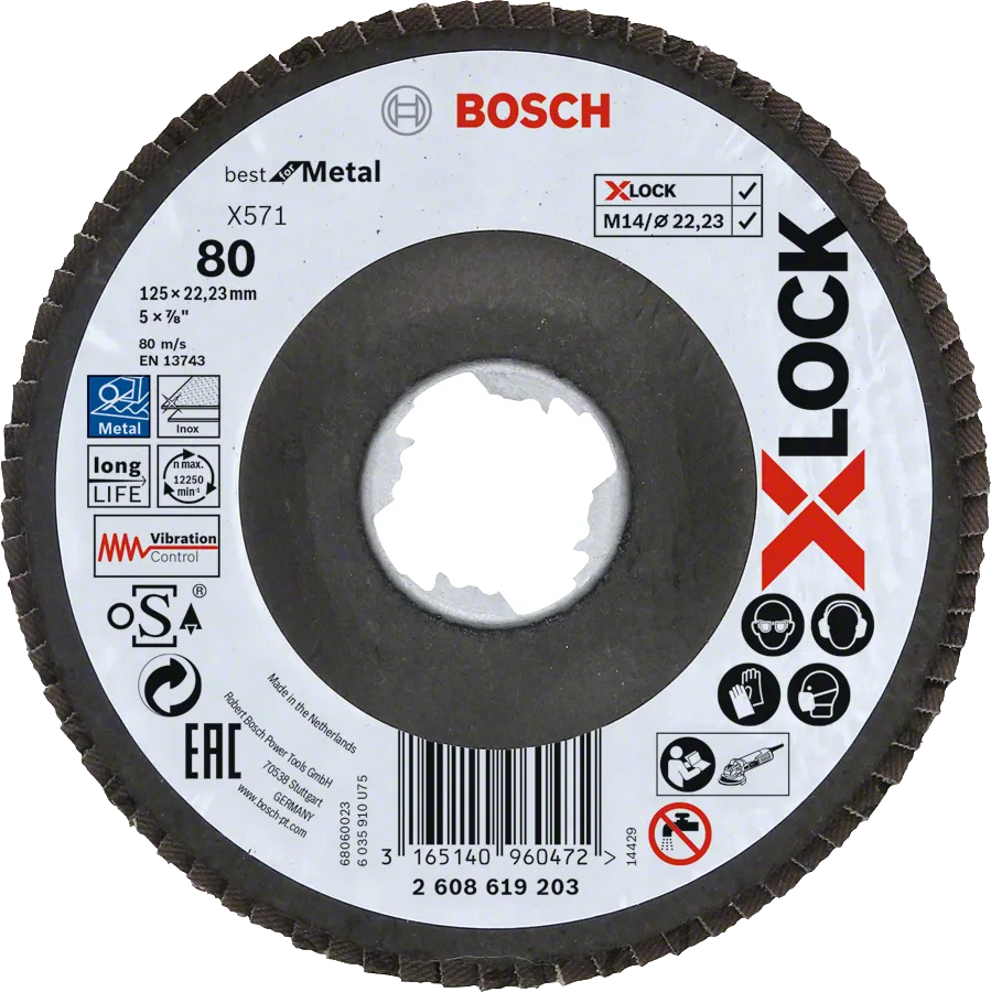 Bosch - X-LOCK - 125 mm 80 Kum Best Serisi Metal Flap Disk