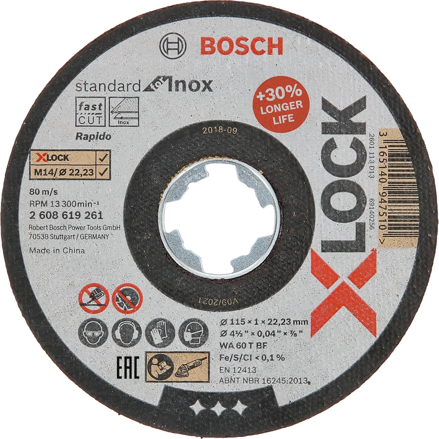 Bosch - X-LOCK - 115*1,0 mm Standard Seri Düz Inox (Paslanmaz Çelik) Kesme Diski (Taş) - Rapido