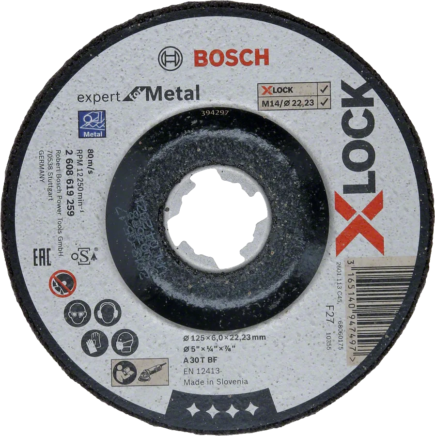 Bosch - X-LOCK - 125*6,0 mm Expert Serisi Bombeli Metal Taşlama Diski (Taş)